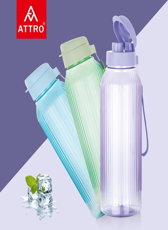 ATTRO Linear 1.5 L BPA-Free Plastic Water Bottle with Leak-Proof Flip-Top Cap, Easy to Carry Nylon Strap and Stylish Color for Daily Hydration- Purple - Image 3